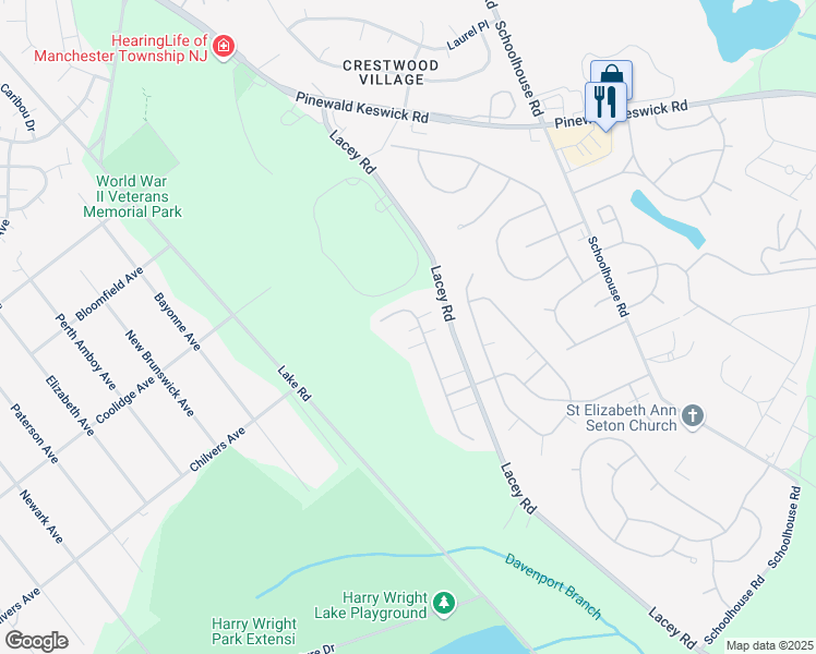 map of restaurants, bars, coffee shops, grocery stores, and more near 548 Petunia Lane North in Manchester Township