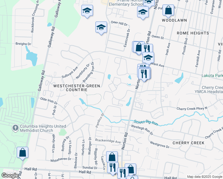 map of restaurants, bars, coffee shops, grocery stores, and more near 5572 Baconridge in Galloway