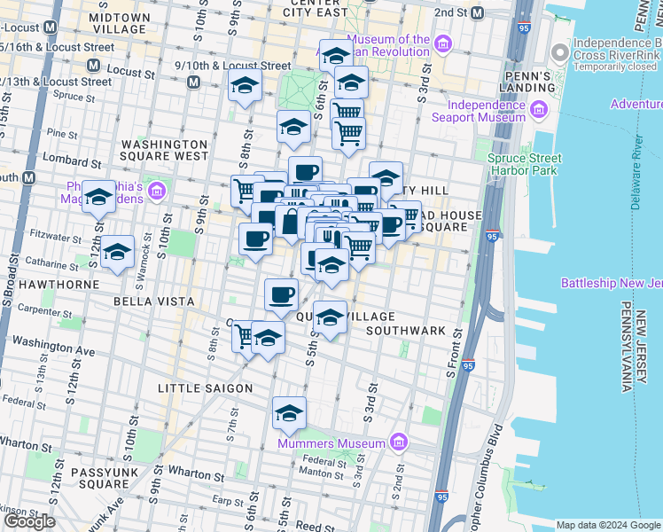 map of restaurants, bars, coffee shops, grocery stores, and more near 702 East Passyunk Avenue in Philadelphia