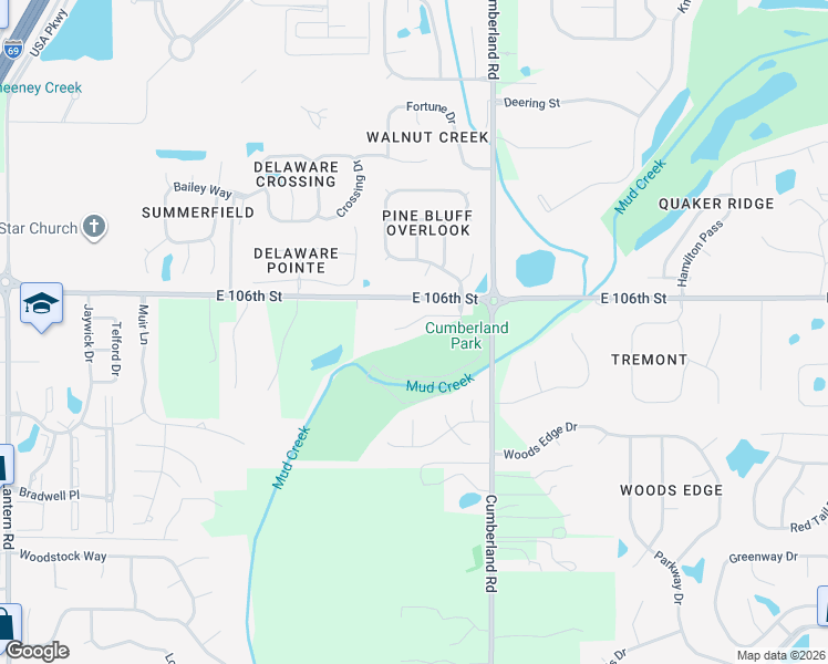map of restaurants, bars, coffee shops, grocery stores, and more near 9671 Overcrest Drive in Fishers