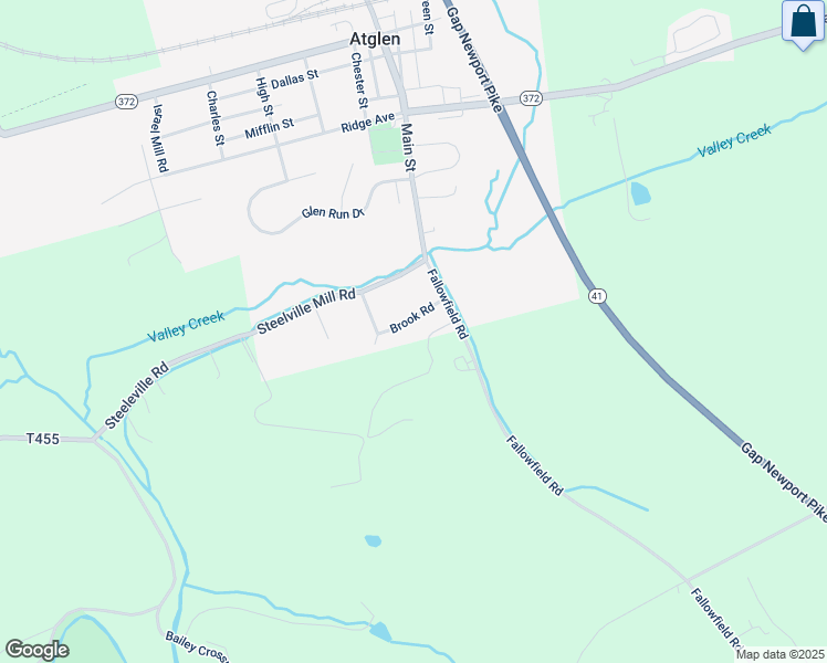 map of restaurants, bars, coffee shops, grocery stores, and more near 318 Brook Road in Atglen