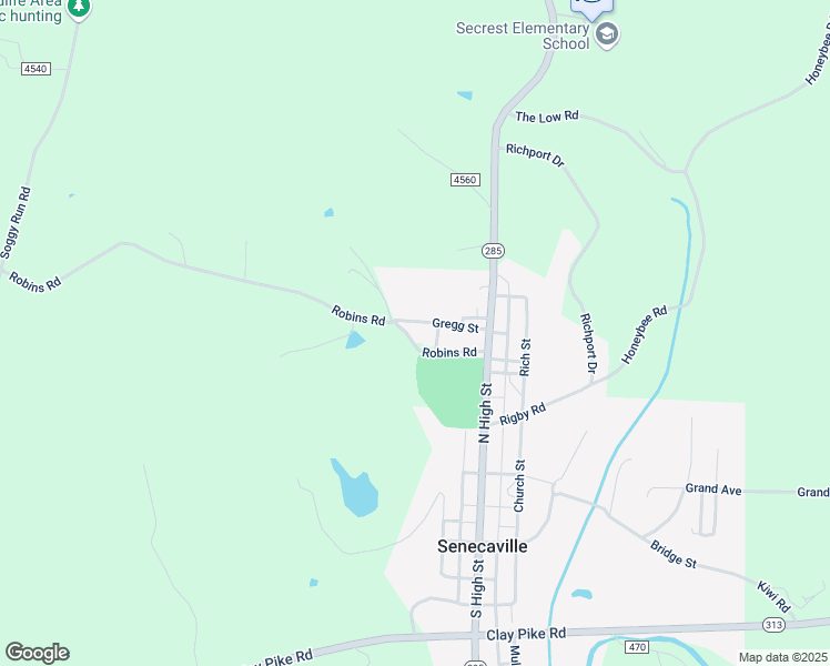 map of restaurants, bars, coffee shops, grocery stores, and more near 108 Gregg Street in Senecaville