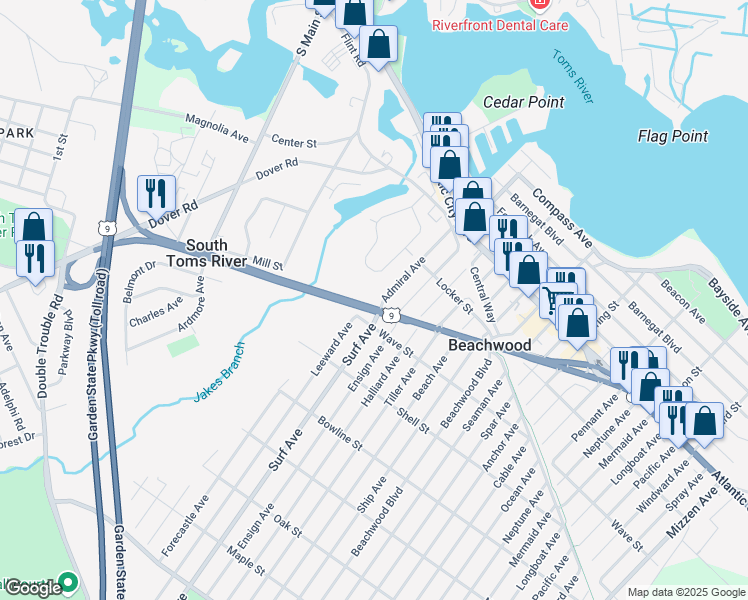 map of restaurants, bars, coffee shops, grocery stores, and more near 254 Admiral Avenue in Beachwood
