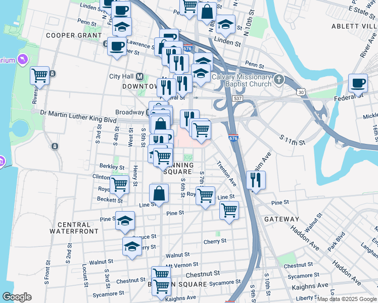 map of restaurants, bars, coffee shops, grocery stores, and more near 612 Benson Street in Camden