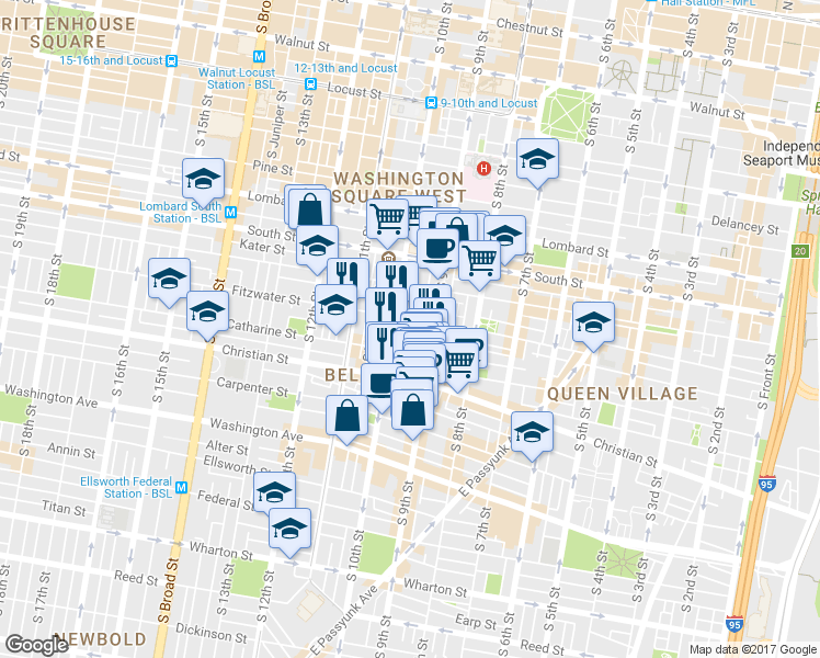 map of restaurants, bars, coffee shops, grocery stores, and more near 710 South Hutchinson Street in Philadelphia