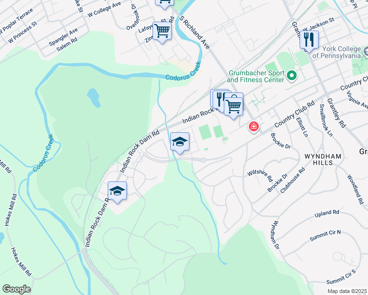 map of restaurants, bars, coffee shops, grocery stores, and more near 1280 Elderslie Lane in York