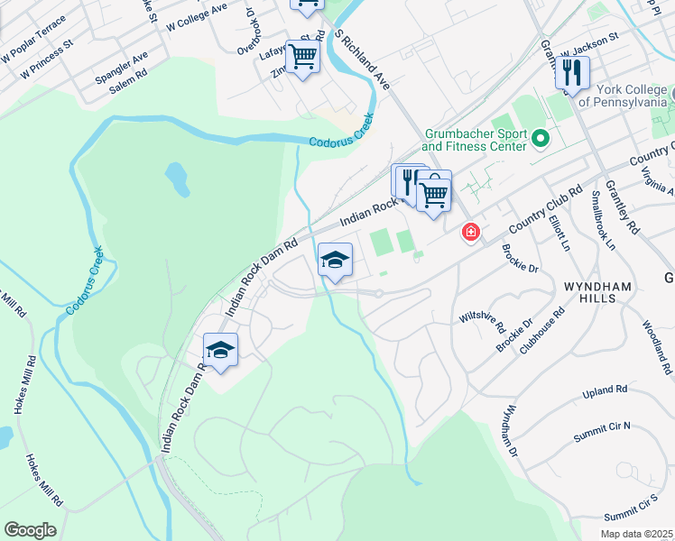 map of restaurants, bars, coffee shops, grocery stores, and more near 948 Stonehaven Way in York