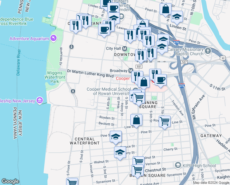 map of restaurants, bars, coffee shops, grocery stores, and more near 418 Benson Street in Camden