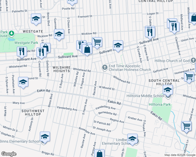 map of restaurants, bars, coffee shops, grocery stores, and more near 699 Racine Avenue in Columbus