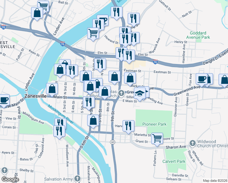 Fountain Square, Zanesville OH Walk Score