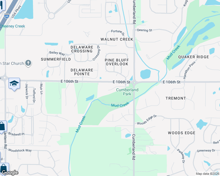 map of restaurants, bars, coffee shops, grocery stores, and more near 9671 Overcrest Drive in Fishers