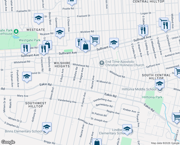 map of restaurants, bars, coffee shops, grocery stores, and more near 699 Racine Avenue in Columbus