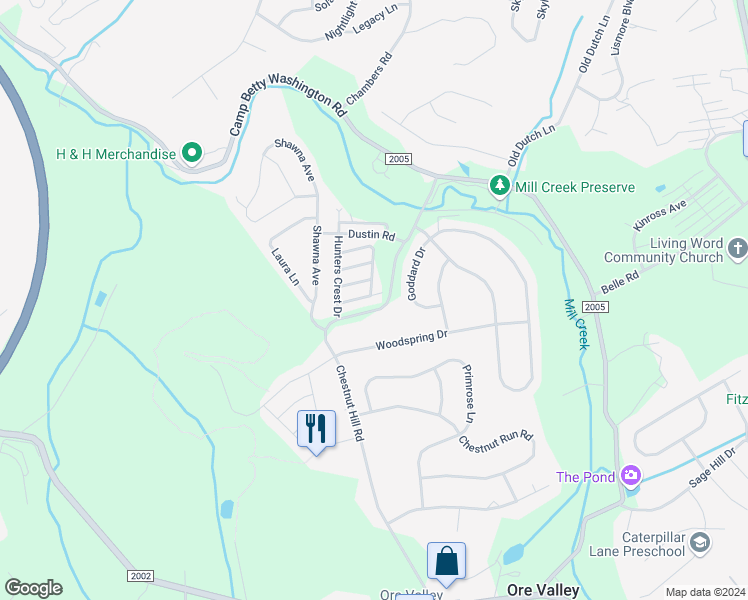 map of restaurants, bars, coffee shops, grocery stores, and more near 2730 Hunt Club Drive in York