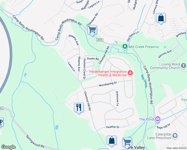 map of restaurants, bars, coffee shops, grocery stores, and more near 2730 Hunt Club Drive in York