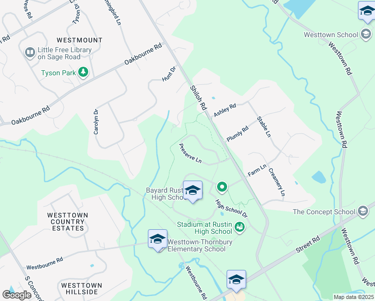 map of restaurants, bars, coffee shops, grocery stores, and more near 1040 Preserve Ln in West Chester