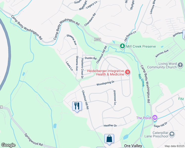 map of restaurants, bars, coffee shops, grocery stores, and more near 2736 Hunt Club Drive in York