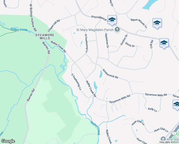 map of restaurants, bars, coffee shops, grocery stores, and more near 441 Steeplechase Drive in Media