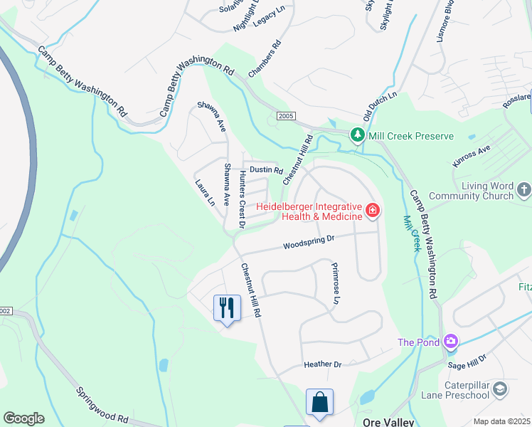 map of restaurants, bars, coffee shops, grocery stores, and more near Hunt Club Drive in York