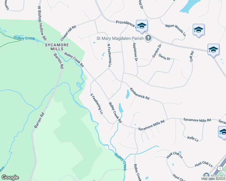 map of restaurants, bars, coffee shops, grocery stores, and more near 441 Steeplechase Drive in Media
