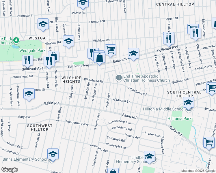 map of restaurants, bars, coffee shops, grocery stores, and more near 699 Racine Avenue in Columbus