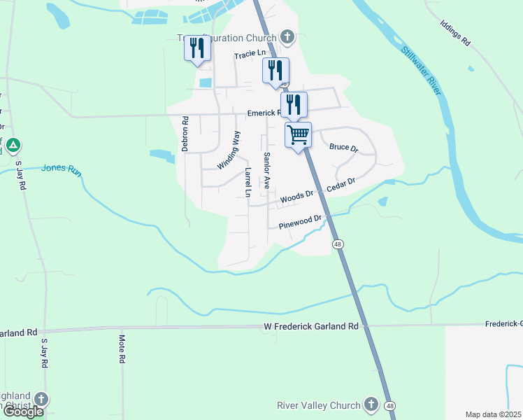 map of restaurants, bars, coffee shops, grocery stores, and more near 1314 Sanlor Avenue in West Milton