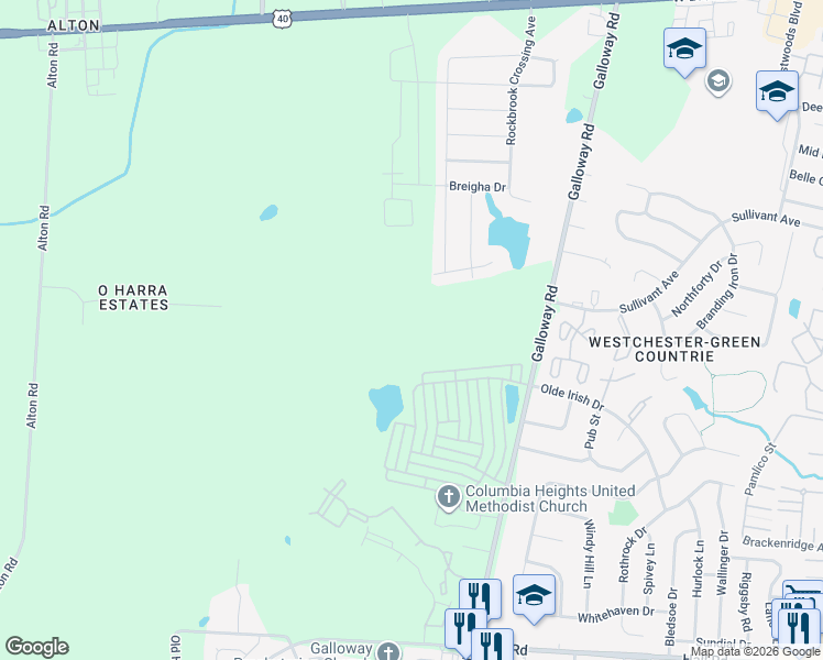 map of restaurants, bars, coffee shops, grocery stores, and more near 433 Galloway Road in Galloway