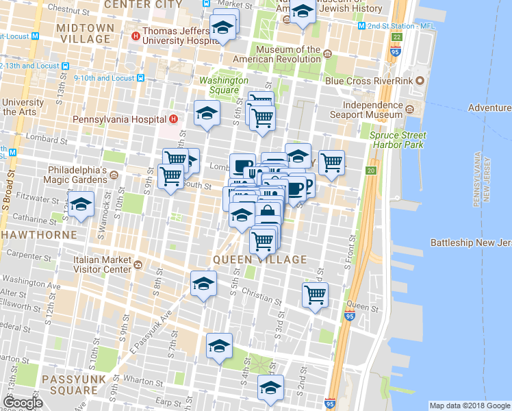 map of restaurants, bars, coffee shops, grocery stores, and more near 619 East Passyunk Avenue in Philadelphia