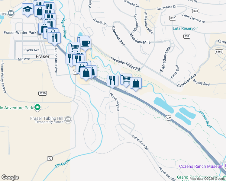 map of restaurants, bars, coffee shops, grocery stores, and more near 751 South Zerex Street in Parshall