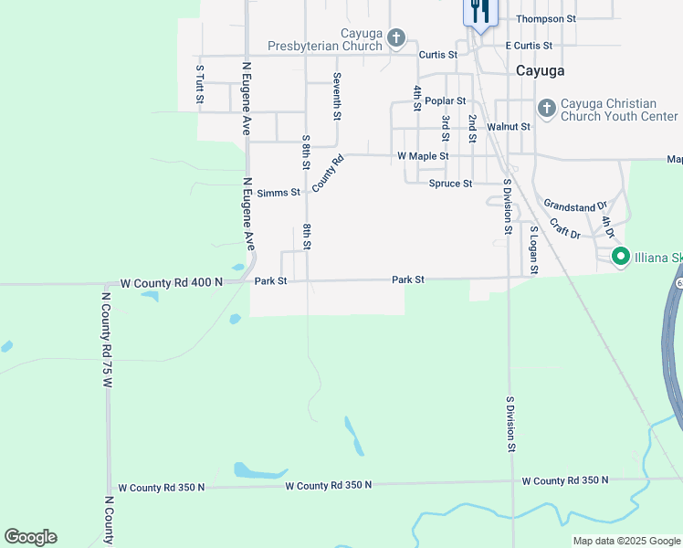 map of restaurants, bars, coffee shops, grocery stores, and more near 600 South 8th Street in Cayuga