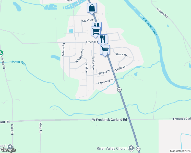 map of restaurants, bars, coffee shops, grocery stores, and more near 1285 Sanlor Avenue in West Milton