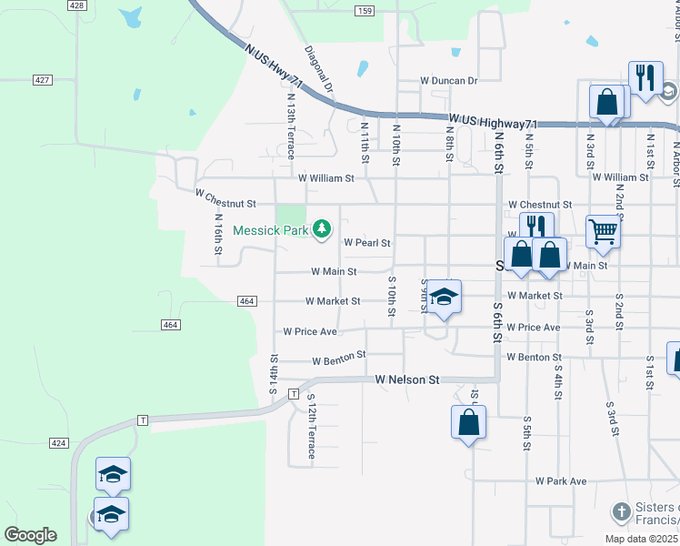 map of restaurants, bars, coffee shops, grocery stores, and more near 105 South 12th Street in Savannah
