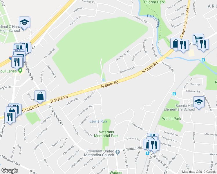 map of restaurants, bars, coffee shops, grocery stores, and more near in Springfield