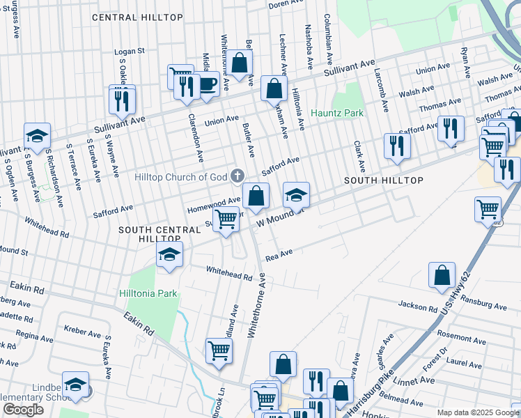 map of restaurants, bars, coffee shops, grocery stores, and more near 670 Butler Avenue in Columbus