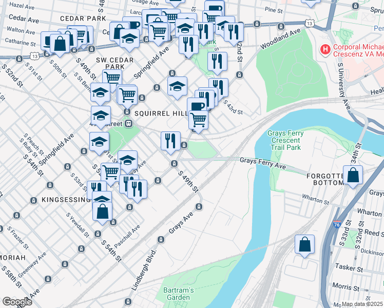 map of restaurants, bars, coffee shops, grocery stores, and more near in Philadelphia