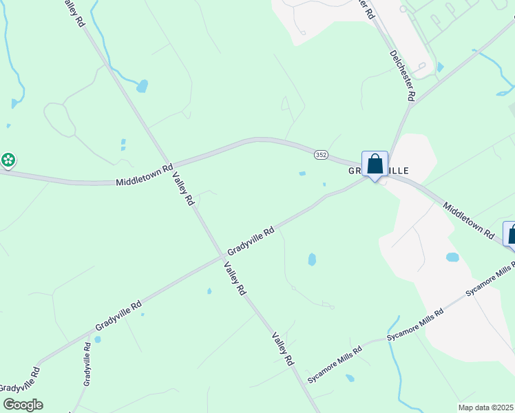 map of restaurants, bars, coffee shops, grocery stores, and more near 1307 Gradyville Road in Delaware County