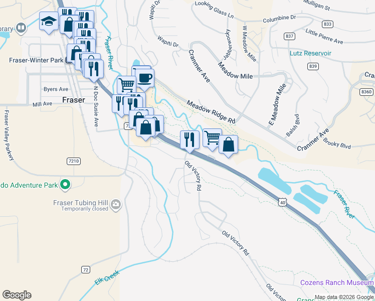 map of restaurants, bars, coffee shops, grocery stores, and more near 76712 Zerex Street in Winter Park