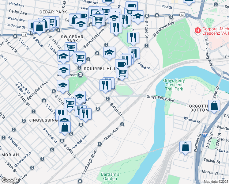 map of restaurants, bars, coffee shops, grocery stores, and more near in Philadelphia