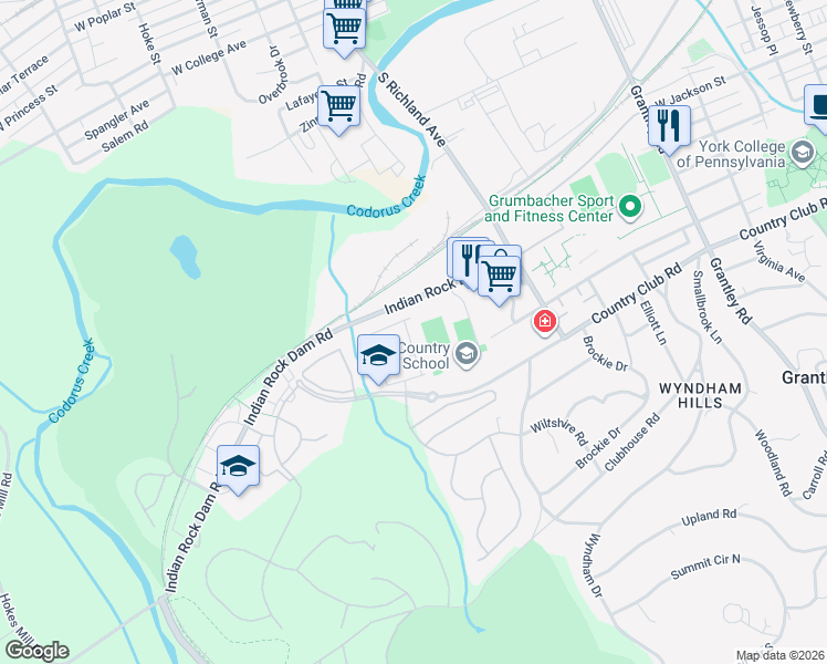 map of restaurants, bars, coffee shops, grocery stores, and more near 935 Brechin Lane in York