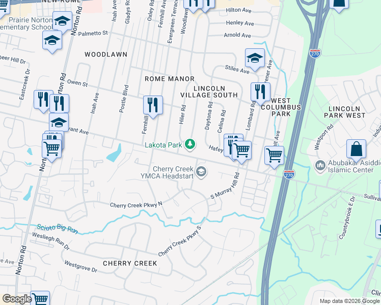 map of restaurants, bars, coffee shops, grocery stores, and more near 4896 Sullivant Avenue in Columbus