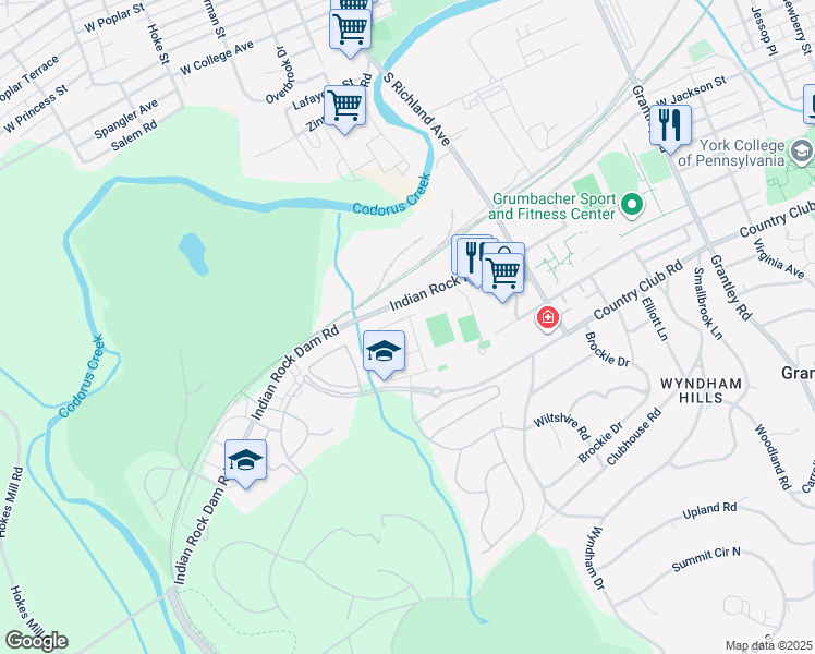 map of restaurants, bars, coffee shops, grocery stores, and more near 926 Brechin Lane in York
