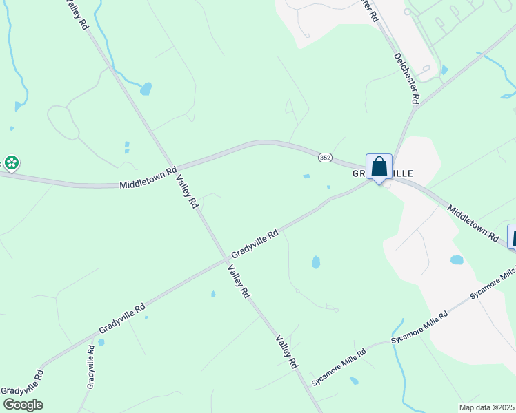 map of restaurants, bars, coffee shops, grocery stores, and more near 1307 Gradyville Road in Delaware County