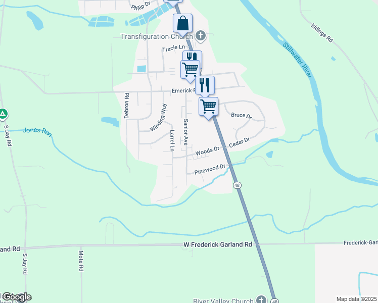 map of restaurants, bars, coffee shops, grocery stores, and more near 1285 Sanlor Avenue in West Milton