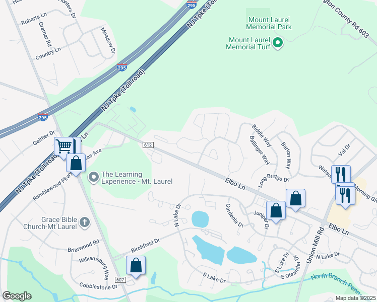 map of restaurants, bars, coffee shops, grocery stores, and more near 208 Wharton Road in Mount Laurel Township