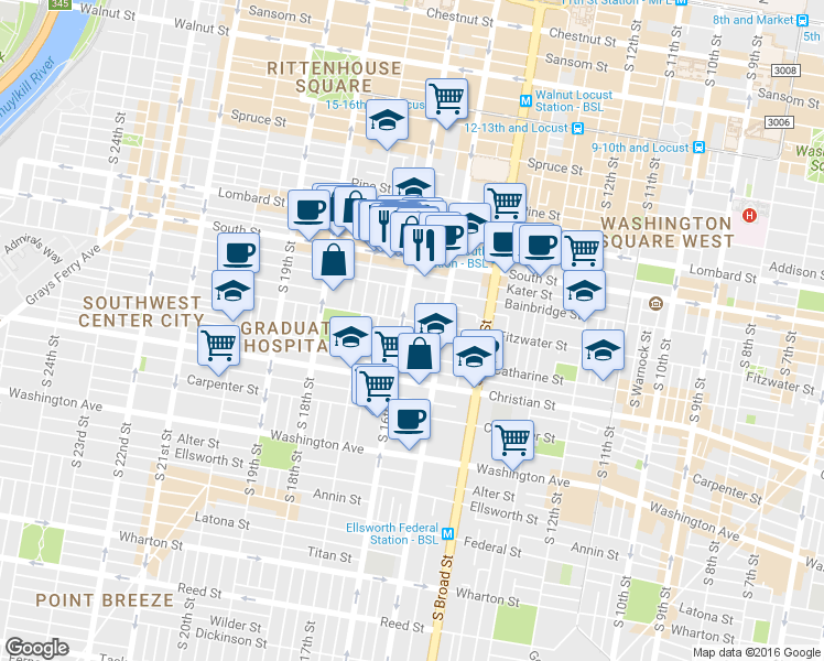 map of restaurants, bars, coffee shops, grocery stores, and more near 746 South Mole Street in Philadelphia