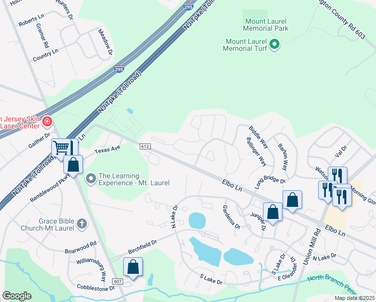 map of restaurants, bars, coffee shops, grocery stores, and more near 208 Wharton Road in Mount Laurel Township