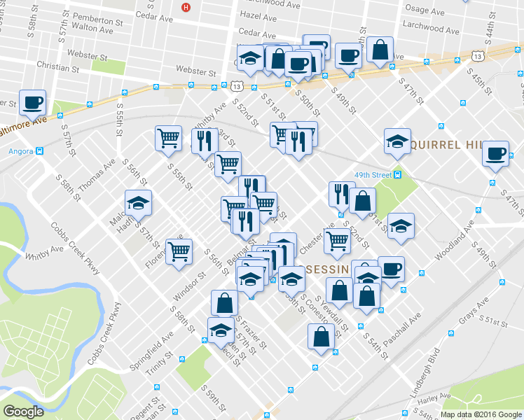 map of restaurants, bars, coffee shops, grocery stores, and more near 1204 South Ruby Street in Philadelphia