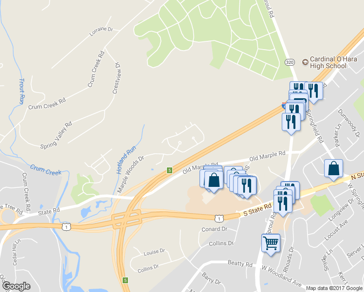 map of restaurants, bars, coffee shops, grocery stores, and more near 2503 Red Oak Circle in Springfield
