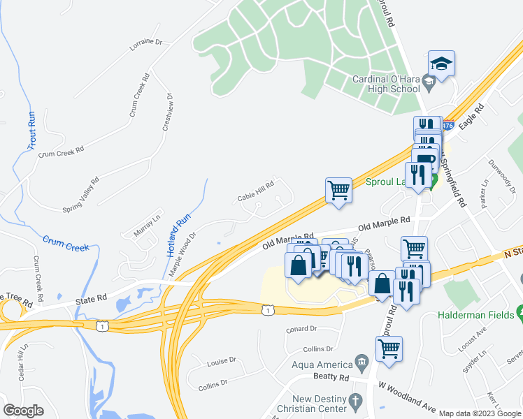 map of restaurants, bars, coffee shops, grocery stores, and more near 2503 Red Oak Circle in Springfield