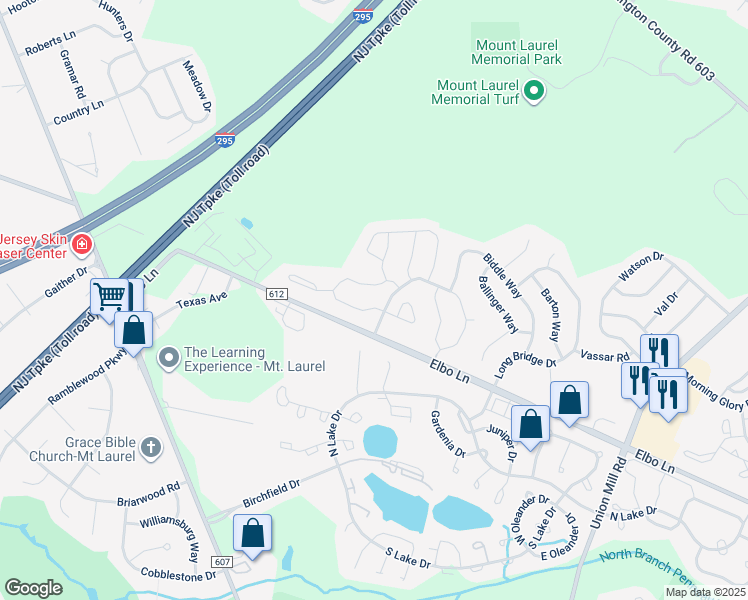 map of restaurants, bars, coffee shops, grocery stores, and more near 208 Wharton Road in Mount Laurel Township