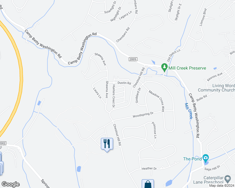 map of restaurants, bars, coffee shops, grocery stores, and more near 2708 Foxshire Drive in York
